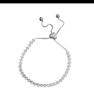 New 5 ctw Lab Created Diamond Bolo Tennis Bracelet Heart Accent, Sterling Silver